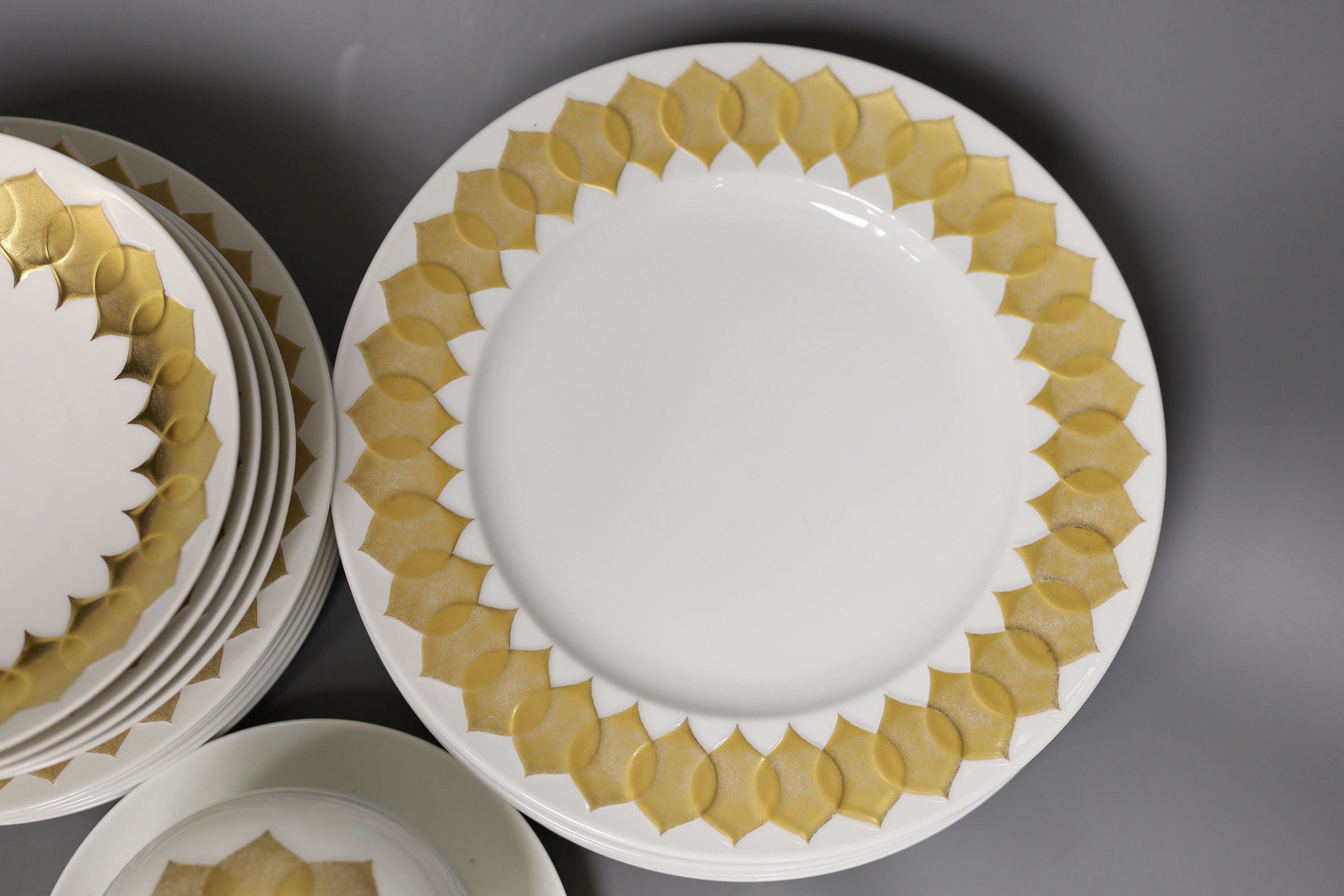 A Rosenthal Studio Line white and gold lotus pattern part dinner service